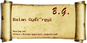 Balan Györgyi névjegykártya